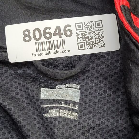 NIKE Fit-Dry 1/4 Zip Track Jacket Large 23x28 Black Red - Picture 5 of 14
